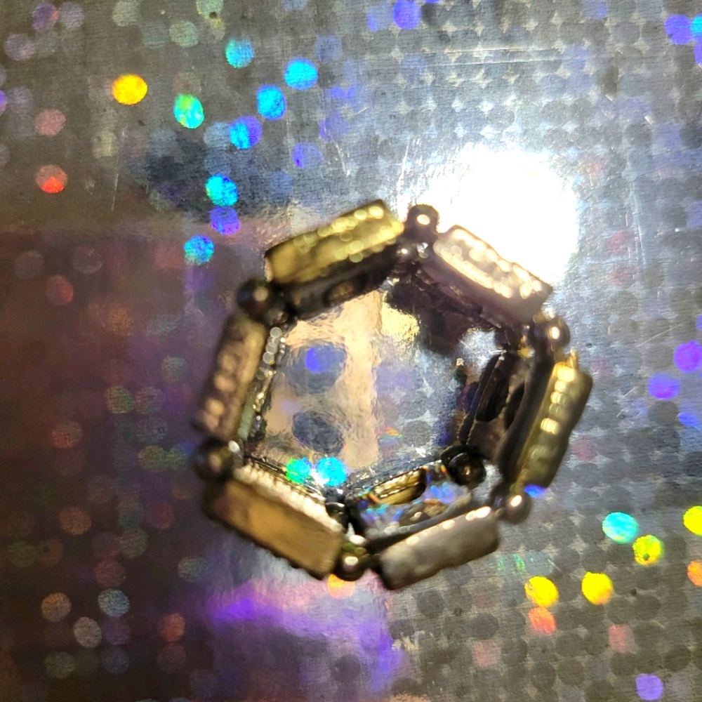 Clear Rhinestones Gold/Silver Plated Elastic Ring